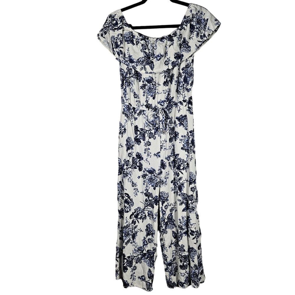 Chloe + Rene Womens Size M Jumpsuit Linen Blend Off Shoulder Stretch Sleeveless
